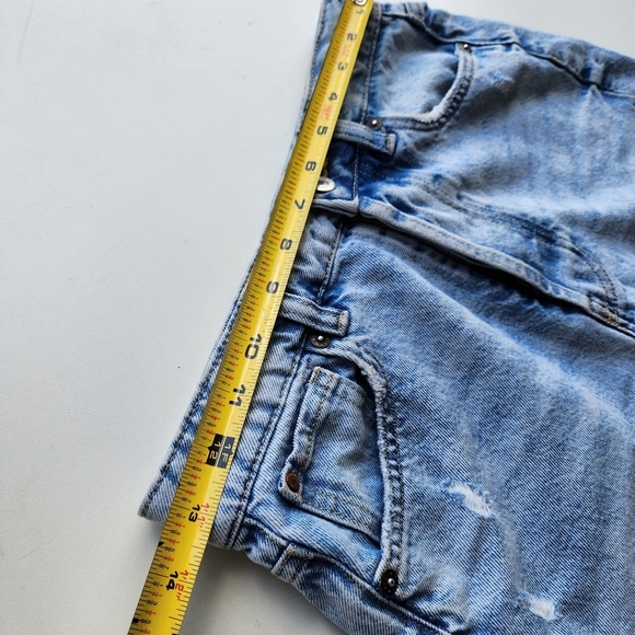 H&M &Denim Skirt Women's Button Fly Cut Off Frayed High Rise Blue Raw Cotton 4 - Picture 4 of 9